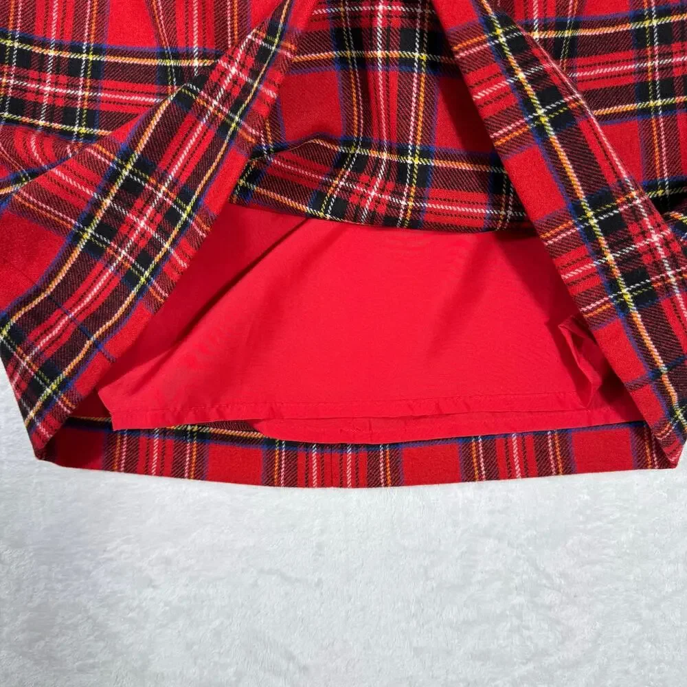 J. Crew Wool Blend A-Line‎ Mini Skirt Red Tartan Plaid Women's 10 Preppy Gossip